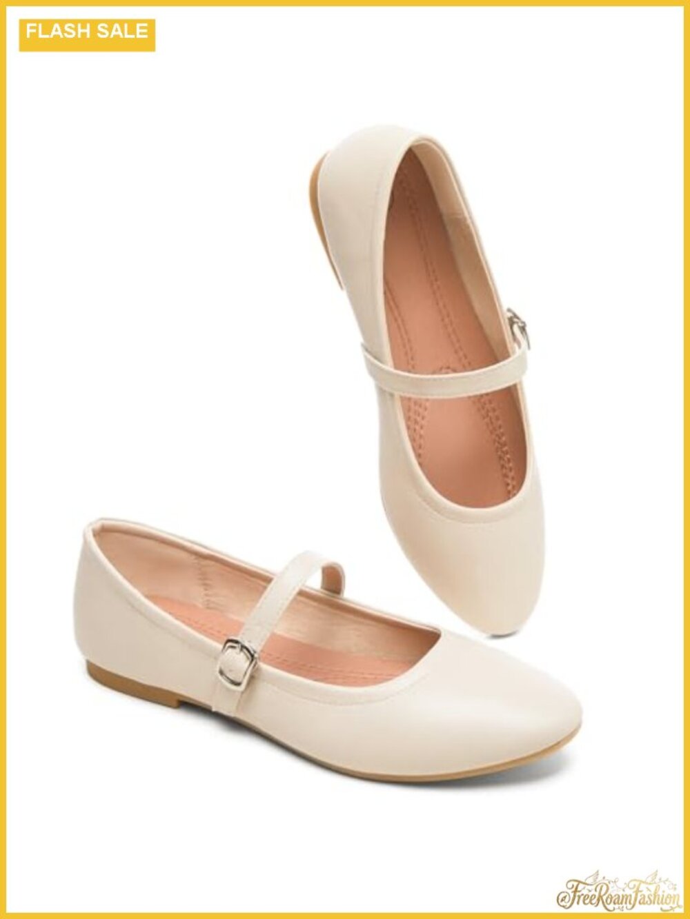 Womens Mary Janes Ballet Flats Synthetic Leather Memory Foam Buckle Strap Dress